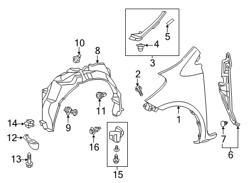 2012 Scion iQ Fender & Components Fender Diagram for 53801-74020