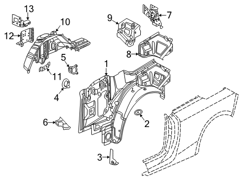 2017 Buick Cascada Inner Structure - Quarter Panel Inner Wheelhouse Brace Diagram for 13378733
