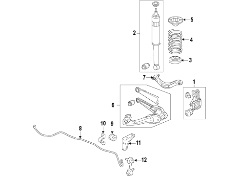 2016 Acura ILX Rear Suspension Components, Upper Control Arm, Stabilizer Bar Bush, Rear Stabilizer Holder Diagram for 52306-TV9-A01