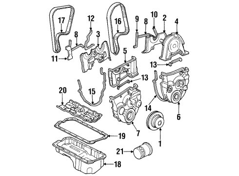 1994 Honda Prelude Filters Cover, Timing Belt Middle Diagram for 11820-P14-A00