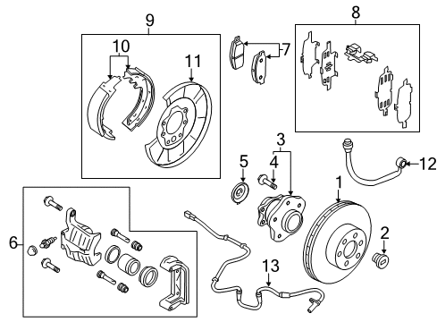 2014 Nissan Quest Anti-Lock Brakes Sensor Assembly-Anti SKID, Front RH Diagram for 47910-1JA0B