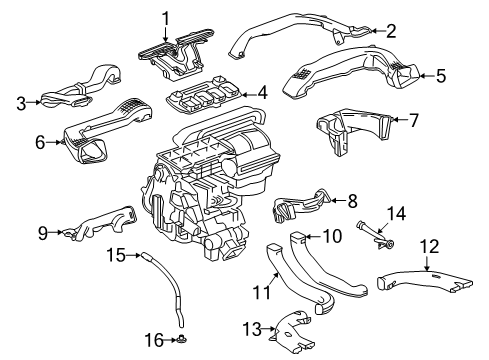2018 Buick Enclave Ducts Floor Duct Diagram for 23166055
