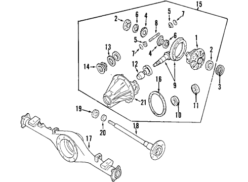 2000 Nissan Frontier Rear Axle, Differential, Propeller Shaft Gasket-Cover Diagram for 38320-B3002
