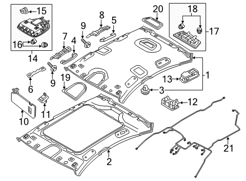 2019 Genesis G80 Interior Trim - Roof Rear Personal Lamp Assembly, Right Diagram for 92872-B1000-SG2