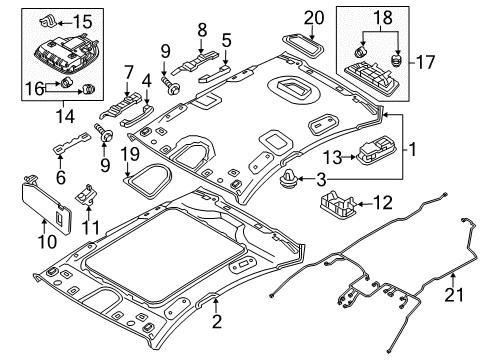 2019 Genesis G80 Interior Trim - Roof Plate-Map Lamp Diagram for 85313-B1000