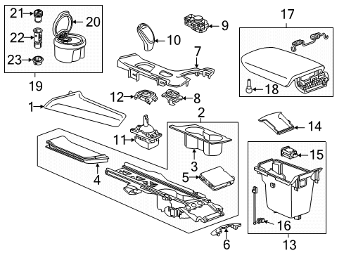 2018 Cadillac XT5 Center Console Shifter Bezel Diagram for 84130369