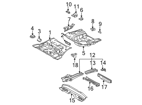 2004 Toyota Avalon Rear Body - Floor & Rails Seat Belt Reinforcement Diagram for 58016-33040