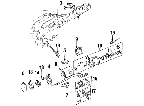 1995 Dodge Viper Steering Column & Wheel, Steering Gear & Linkage, Housing & Components, Shaft & Internal Components, Shroud, Switches & Levers Column-Steering Diagram for 4642805