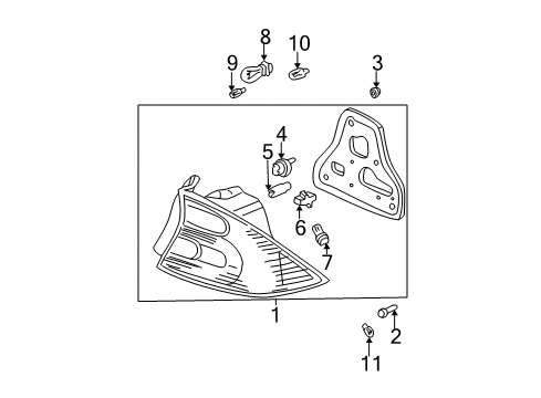 2004 Honda Civic Bulbs Lamp Unit, R. Tail Diagram for 33501-S5P-A11