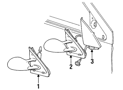1999 Chrysler Sebring Outside Mirrors Driver Side Mirror Outside Rear View Diagram for 4724247AB