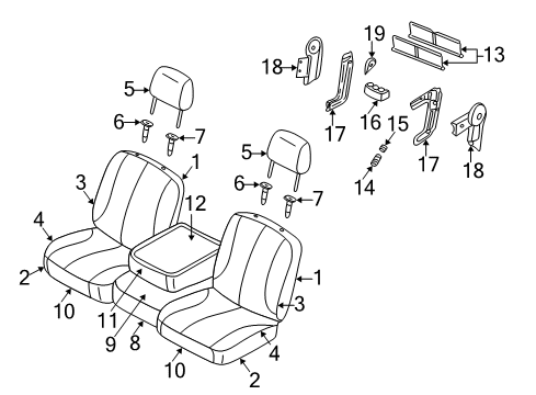 2004 Dodge Ram 3500 Front Seat Components Front Seat Center Cushion Diagram for WP261L5AA