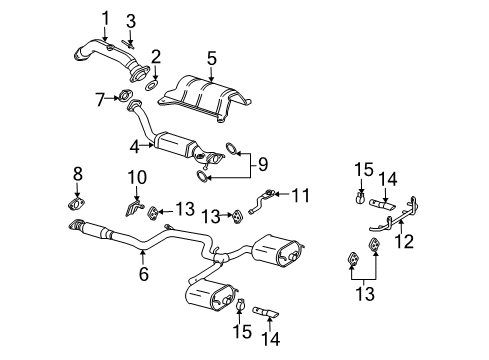2005 Chevrolet Impala Exhaust Components Exhaust Muffler Assembly (W/ Exhaust Pipe & Tail Pipe) Diagram for 15144838