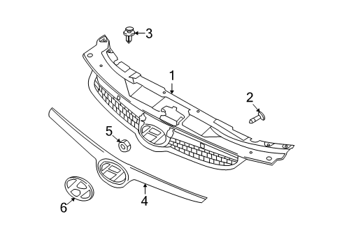 2009 Hyundai Elantra Grille & Components Cr Piece 1-Radiator Grille Diagram for 86352-2L000