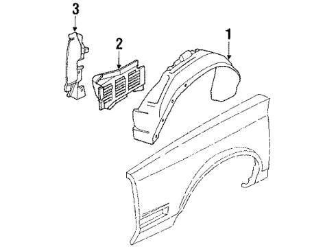 1987 Oldsmobile Cutlass Cruiser Splash Shields Liner-Front Wheelhouse Panel *Black Diagram for 22511501