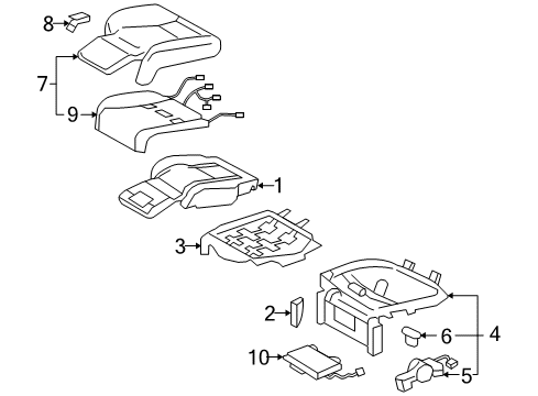 2010 Lexus LS460 Rear Seat Components Pad, Rear Seat Cushion, RH Diagram for 71503-50080