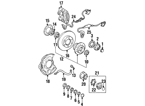 1993 Toyota T100 Hydraulic System Hub Cover Diagram for 43509-35030
