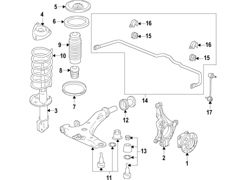 2019 Kia Sportage Front Suspension Components, Lower Control Arm, Stabilizer Bar Link-Stabilizer Diagram for 54830D9000