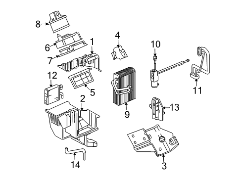 2006 Buick Terraza A/C Evaporator & Heater Components Case-Auxiliary A/C Evaporator & Blower Upper Diagram for 10362452