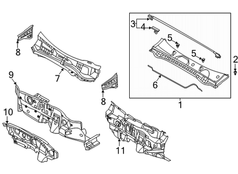 2022 Hyundai Sonata Cowl Cover Assembly-Cowl Top Diagram for 86150-L1000