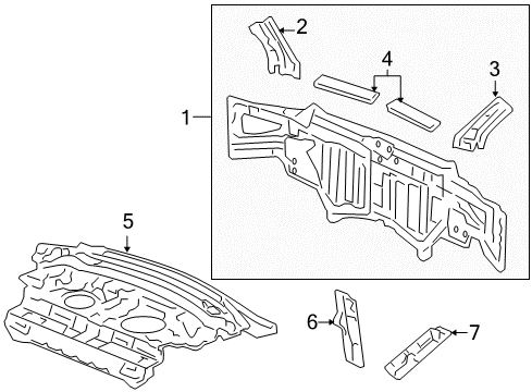 2012 Acura RL Rear Body, Rear Upper Body Gusset, Right Rear Bulkhead Diagram for 66510-SJA-A00ZZ