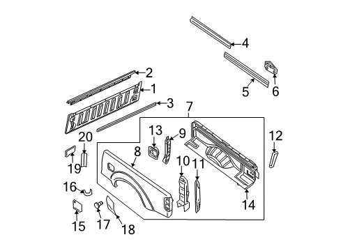 2021 Nissan Frontier Front & Side Panels Bracket Assy-Rear Fender, LH Diagram for 933K1-9BF0A