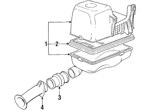 1989 BMW M3 Air Inlet Air Filter Element Diagram for 13721278138