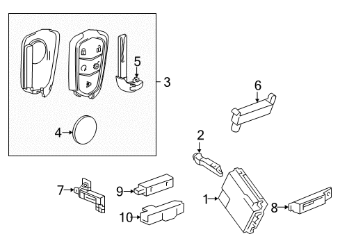 2018 Cadillac CT6 Keyless Entry Components Module Diagram for 13518771