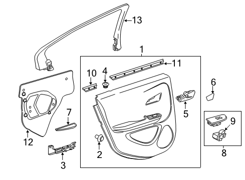 2011 Chevrolet Volt Interior Trim - Rear Door Water Deflector Diagram for 22923610