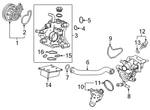 2020 Honda Civic Powertrain Control Gasket, Water Pump Diagram for 19222-RPY-G01