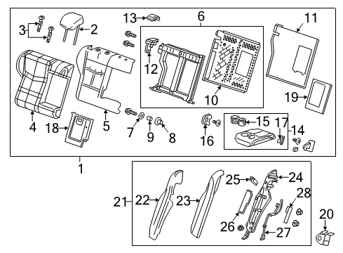 2014 Cadillac ATS Rear Seat Components Latch Diagram for 22993025
