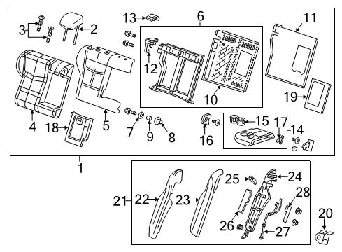 2014 Cadillac ATS Rear Seat Components Headrest Guide Diagram for 42714101