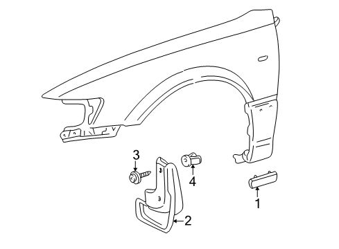 2001 Toyota Solara Exterior Trim - Fender Mud Guard Diagram for 76621-06010-G0