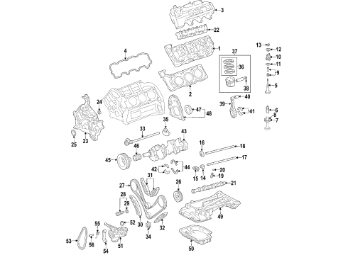 2004 Chrysler Crossfire Engine Parts, Mounts, Cylinder Head & Valves, Camshaft & Timing, Oil Pan, Oil Pump, Balance Shafts, Crankshaft & Bearings, Pistons, Rings & Bearings Cover-Cylinder Head Diagram for 5096479AA