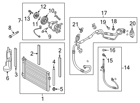 2013 Hyundai Elantra GT A/C Condenser, Compressor & Lines Coil-Field Diagram for 97641A5100