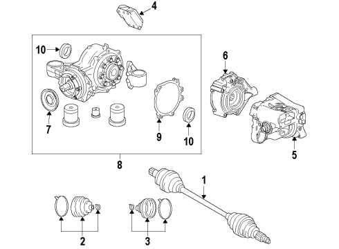 2011 Cadillac SRX Rear Axle, Axle Shafts & Joints, Differential, Drive Axles, Propeller Shaft Propeller Shaft Assembly Diagram for 22885388