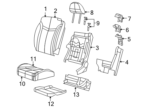 2009 Chrysler Sebring Front Seat Components Seat Cushion Foam Diagram for 68024898AA