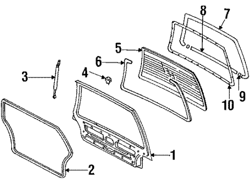 1986 Nissan Stanza Lift Gate & Hardware, Glass Weather Back Door Diagram for 90830-21R00