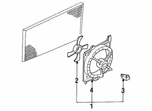 1991 Nissan NX Cooling System, Radiator, Water Pump, Cooling Fan Motor Assy-Fan & Shroud Diagram for 21481-60Y25