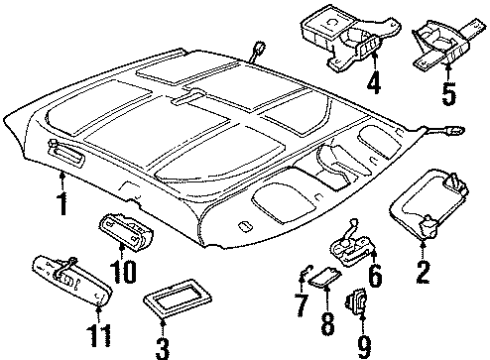 1994 Pontiac Bonneville Switches Lamp Asm-Windshield Header Courtesy & Reading (W/Fog Lamp *Graphite Diagram for 12519124