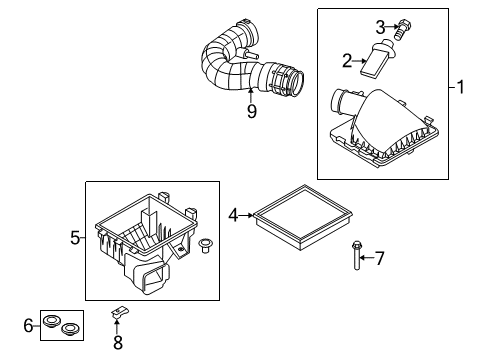 2010 Ford Mustang Filters Intake Cover Diagram for 6R3Z-9661-A