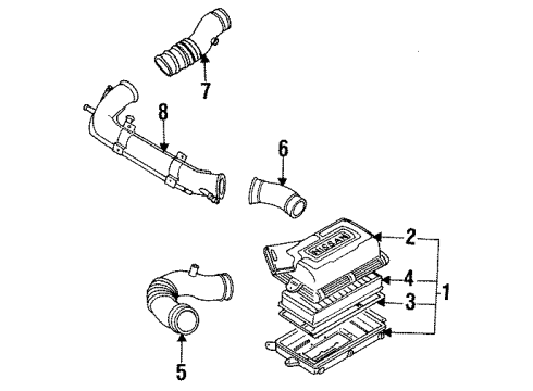 1985 Nissan 200SX Air Inlet Hose-Air Duct Diagram for 16578-07F05