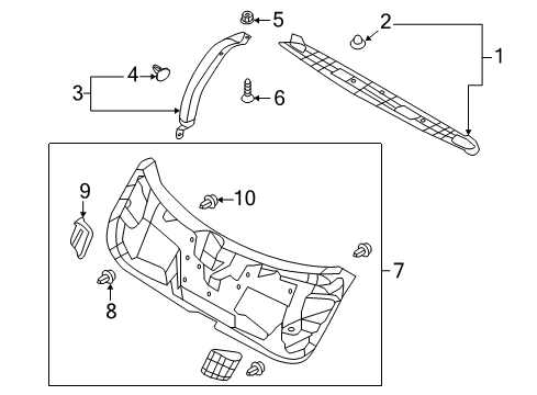 2014 Hyundai Elantra GT Interior Trim - Lift Gate Damper-Covering Shelf Center Trim Diagram for 85956-2F200-RY