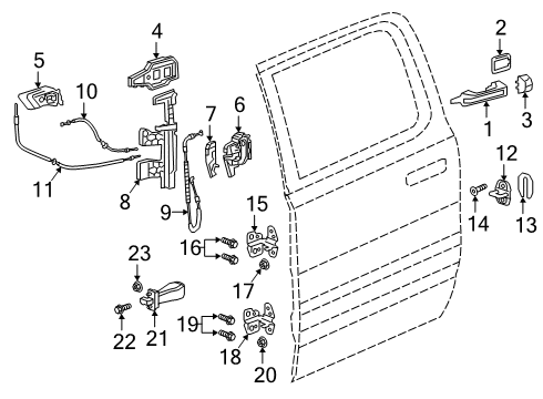 2021 Ram 1500 Lock & Hardware Door Hinge Right Diagram for 68421706AA