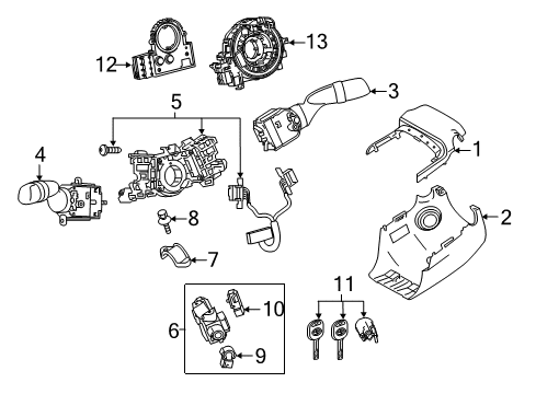 2018 Toyota Camry Shroud, Switches & Levers Steering Sensor Assembly Diagram for 8924B-50050
