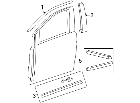 2005 Acura MDX Exterior Trim - Front Door Garnish, Right Front Door Sash (Black Gloss 30) Diagram for 72430-S3V-A00ZA