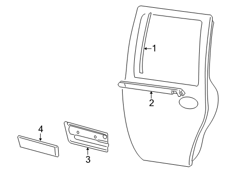 2007 Lincoln Navigator Exterior Trim - Rear Door Upper Molding Diagram for 7L1Z-78255A34-AA