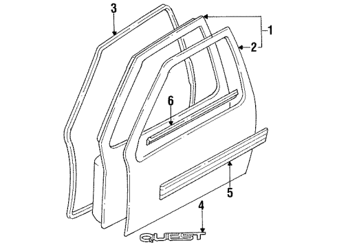 1993 Nissan Quest Front Door & Components, Exterior Trim Moulding-Front Door, RH Diagram for 80870-0B304