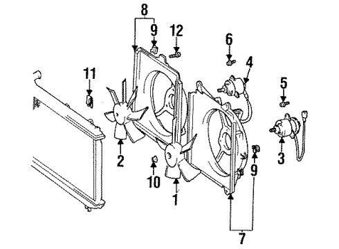 1995 Toyota Camry Cooling System, Radiator, Water Pump, Cooling Fan Clamp, Wiring Harness Diagram for 82711-10380