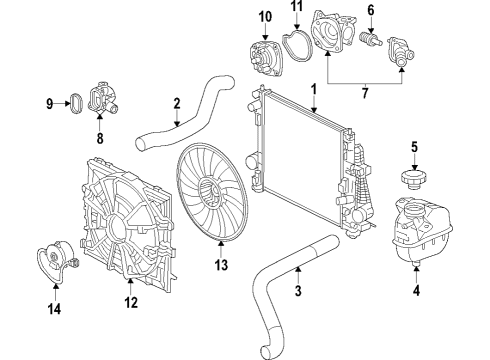 2016 Cadillac CT6 Cooling System, Radiator, Water Pump, Cooling Fan Fan Motor Diagram for 84075446