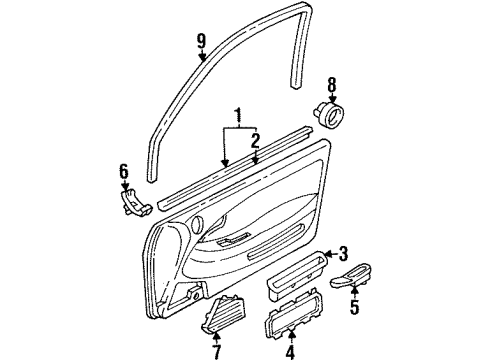 1994 Honda Civic Interior Trim - Door Weatherstrip, Door (Inner) Diagram for 72335-SR3-003